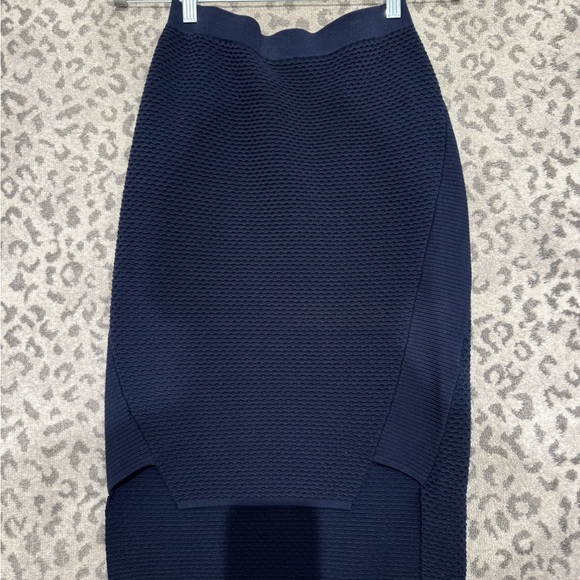 Jonathan simkhai Textured navy blue high-low midi skirt - Picture 1 of 2